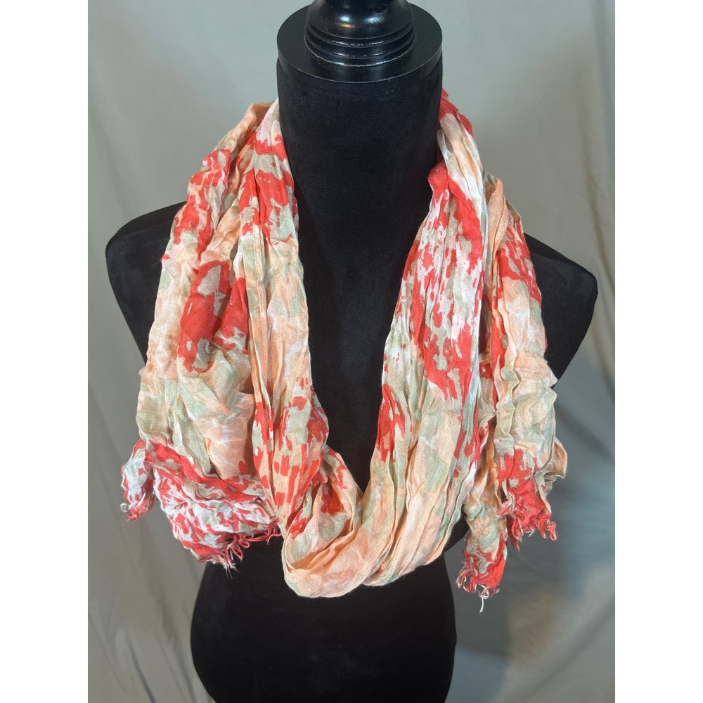 Unbranded Women‎ Abstract Watercolor Infinity Scarf Coral Orange Sage Green Boho